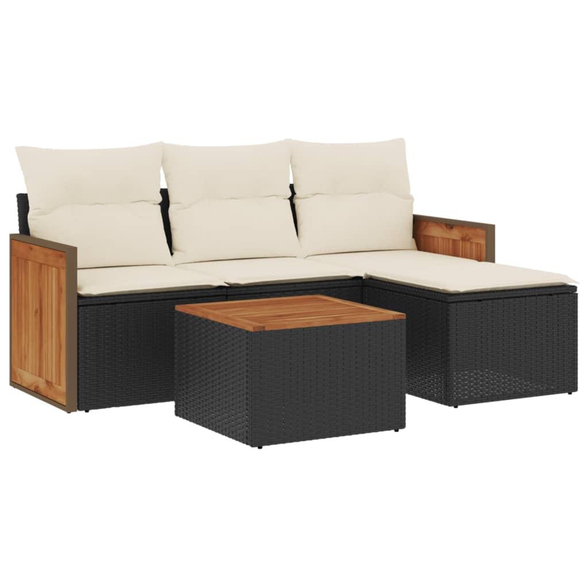 Voir la diapositive 2 : VIDAXL Salon de jardin 5 pcs avec coussins noir resine tressee