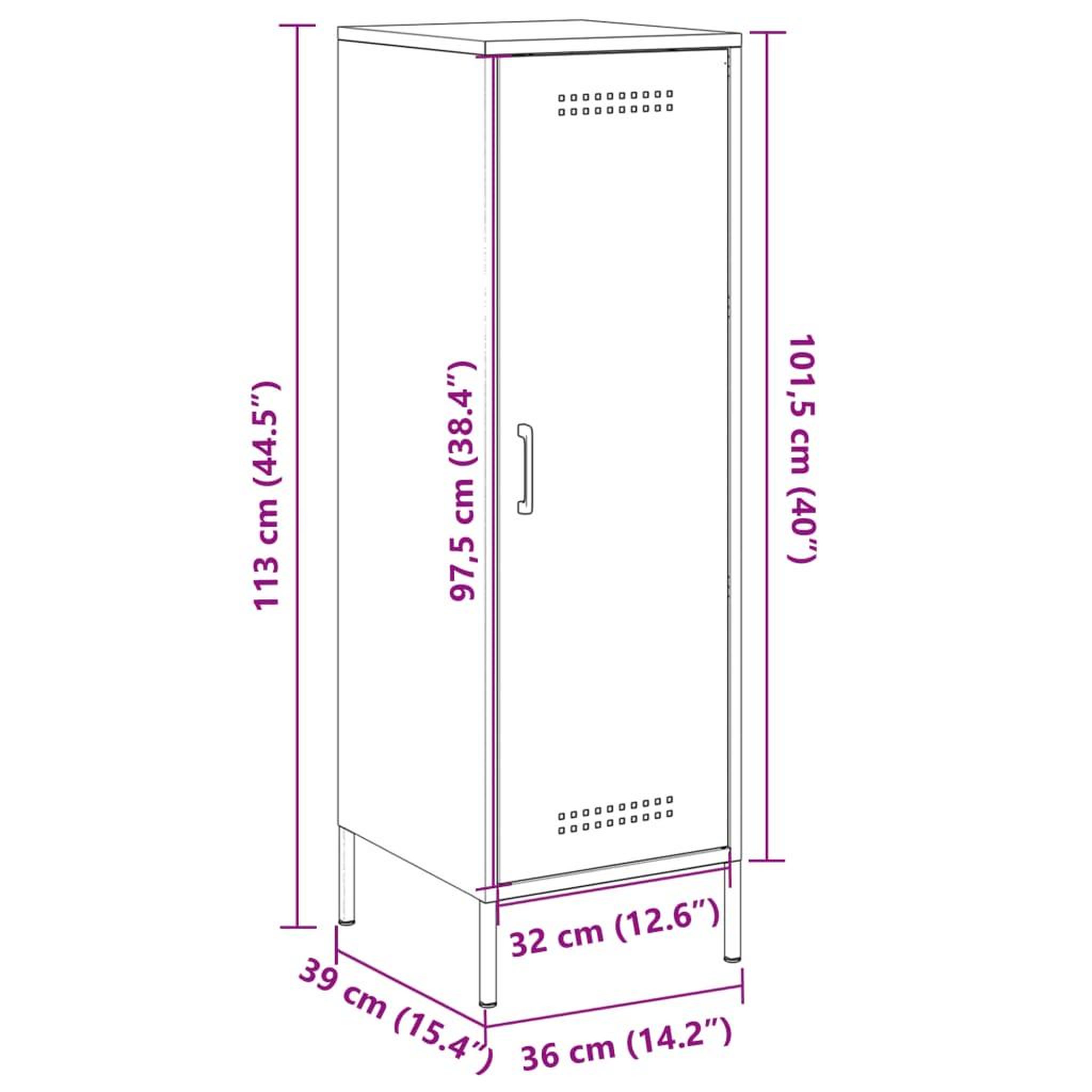 Voir la diapositive 6 : VIDAXL Buffet haut blanc 36x39x113 cm acier