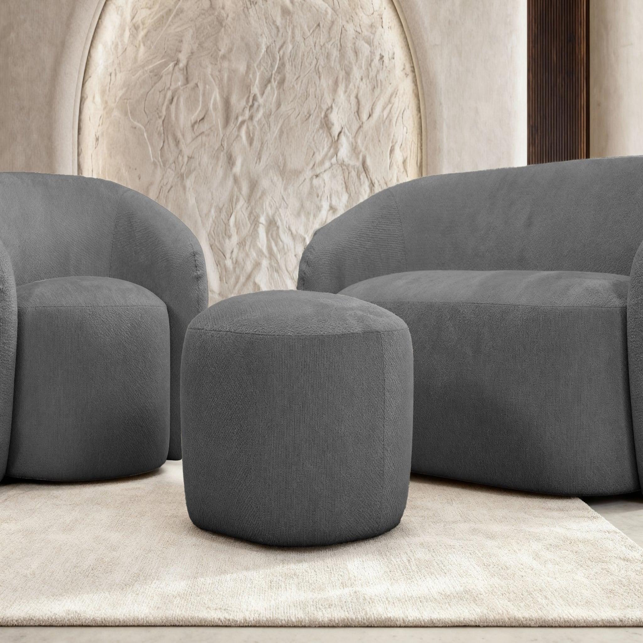 Voir la diapositive 4 : CASANOVA PARIS Aurelie - pack canapé droit 2 places + fauteuil + pouf tissu