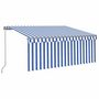 Voir la diapositive 2 : VIDAXL Auvent manuel retractable et store et LED 3x2,5 m Bleu et blanc