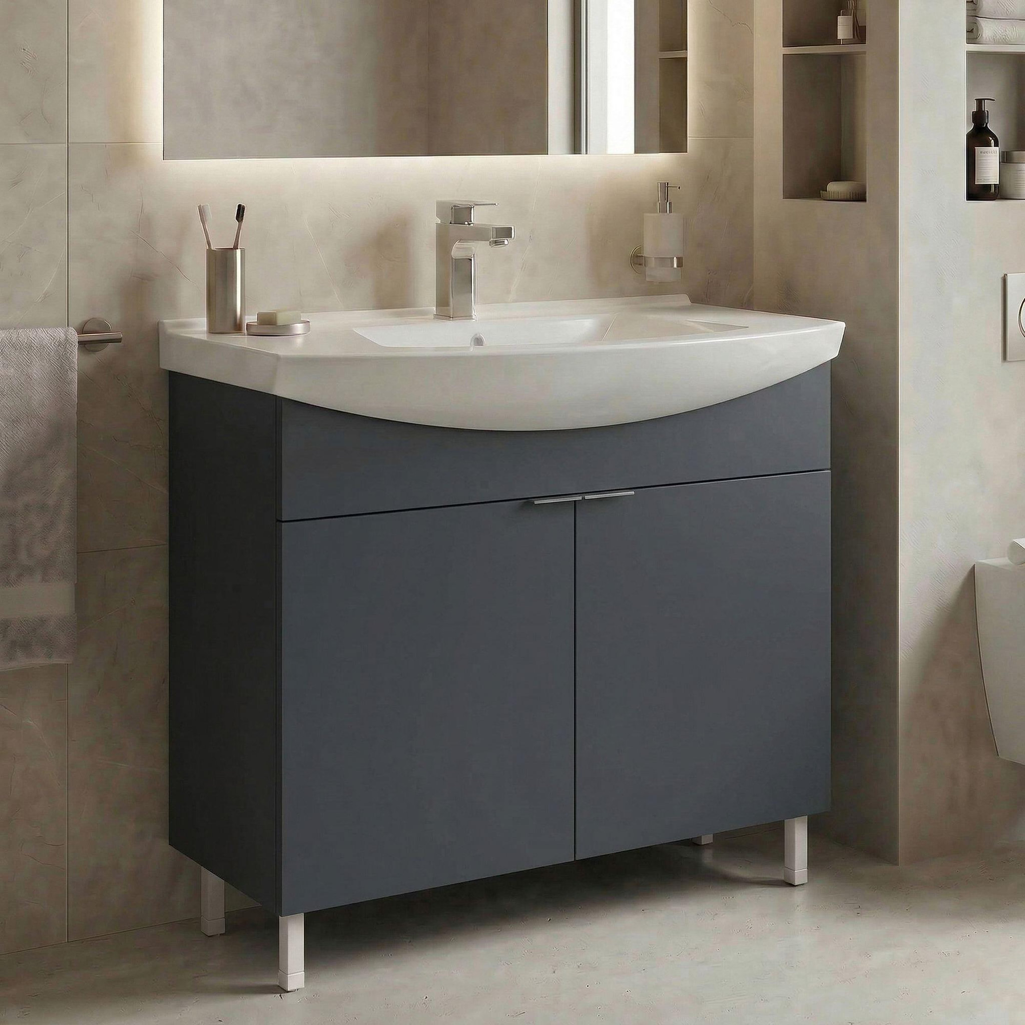 Voir la diapositive 2 : Habitat et Jardin Meuble Vasque  Purus 80  - 80 x 50 x 83 cm - Matte Anthracite