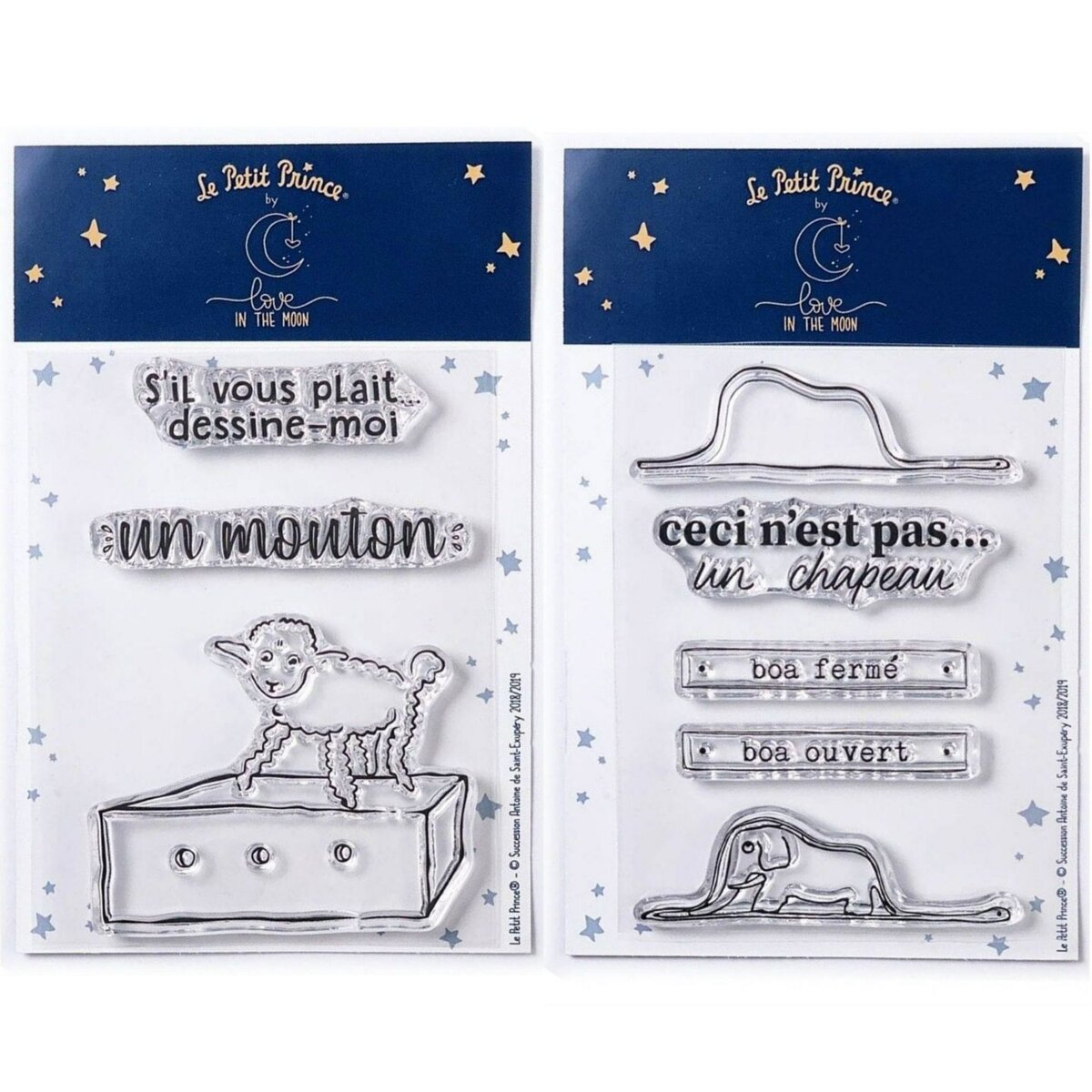  8 Tampons transparents Le Petit Prince Mouton et Boa