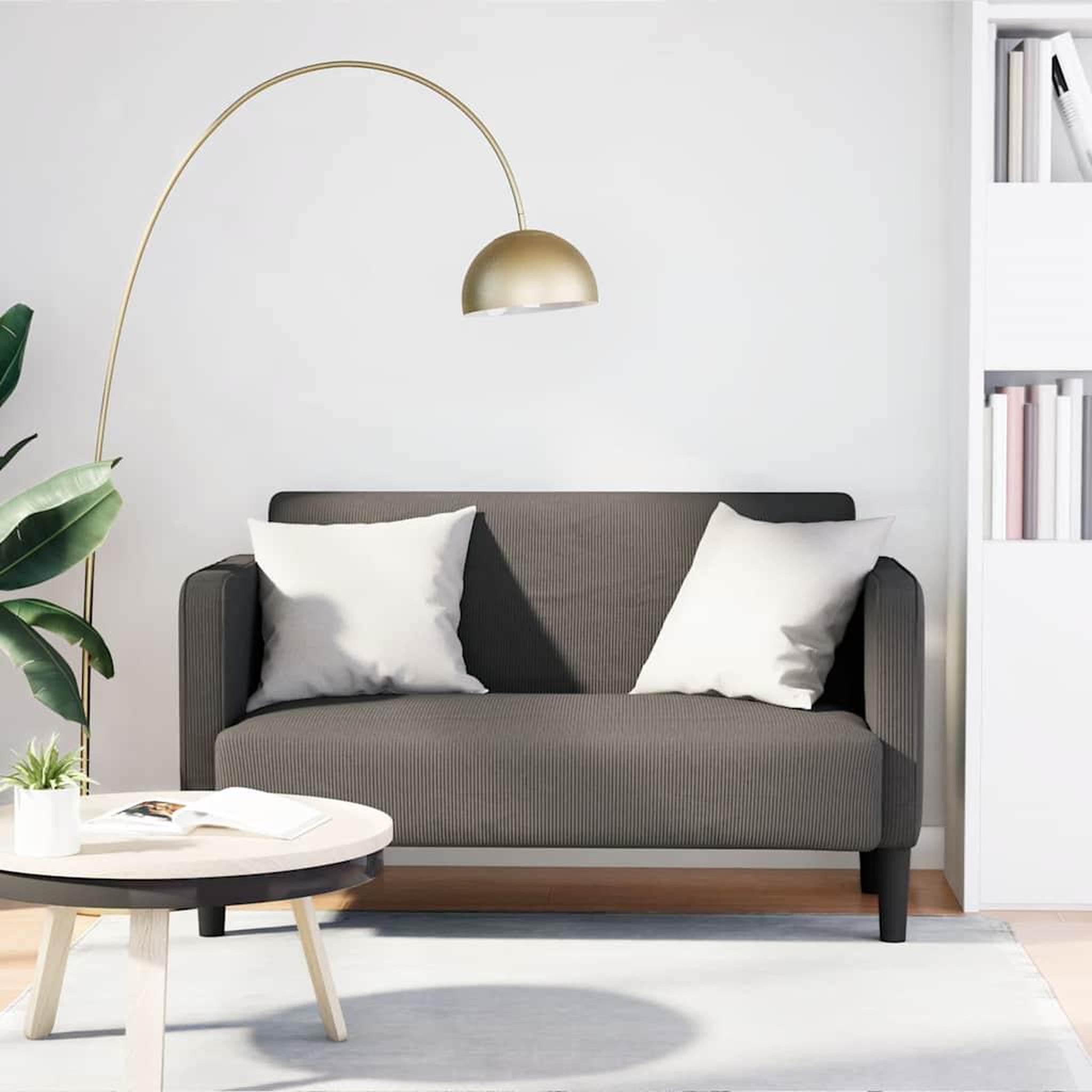 VIDAXL Canape causeuse gris clair 109 cm tissu velours cotele