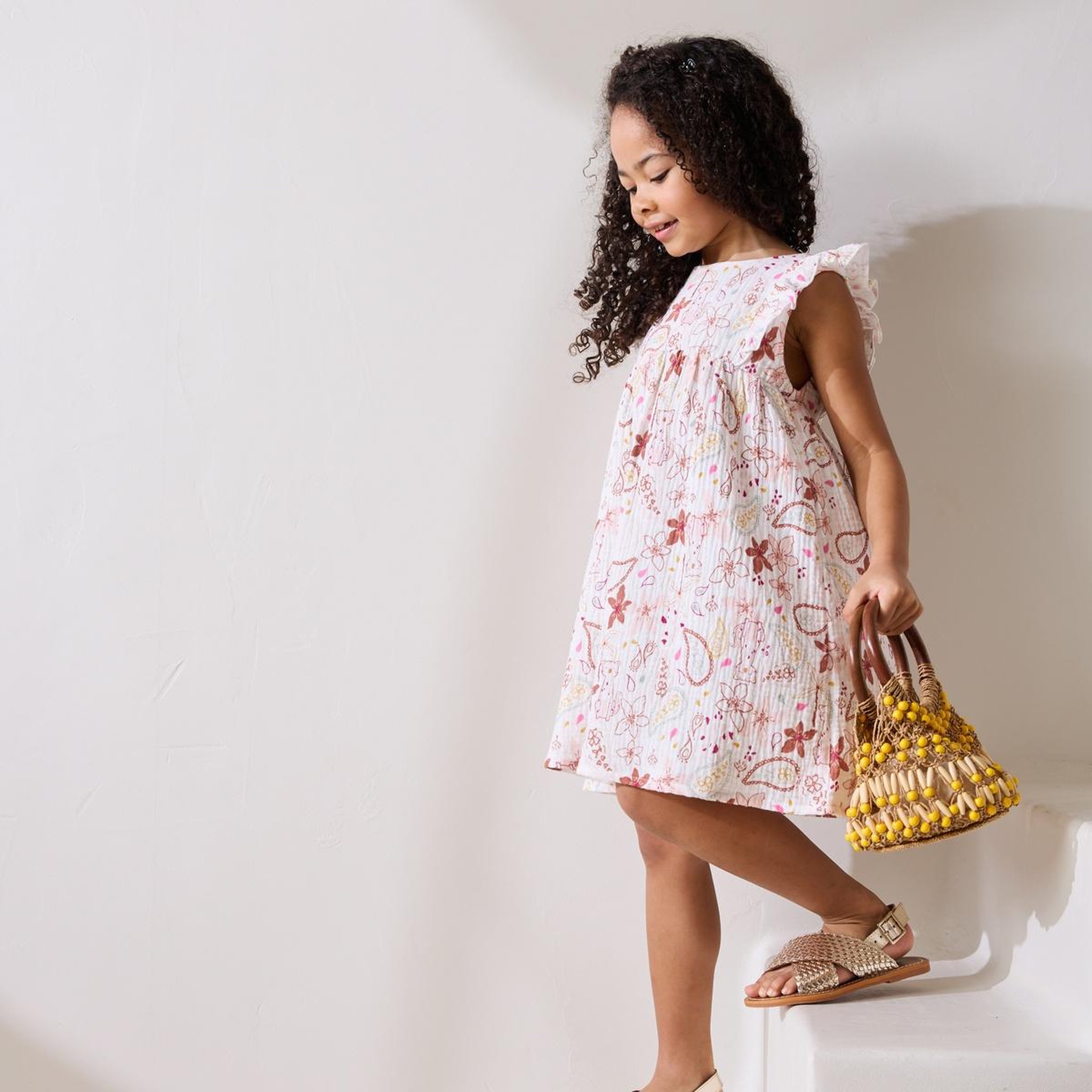 Voir la diapositive 4 : Petit Béguin Robe enfant en gaze de coton arizona