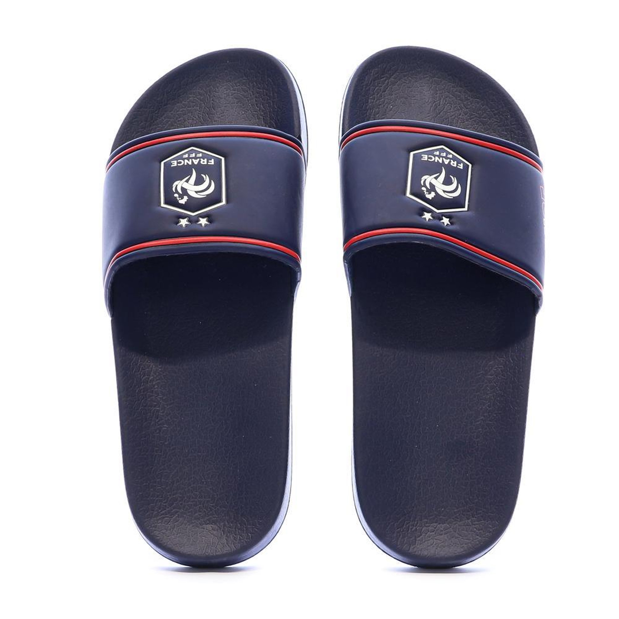 Voir la diapositive 3 : FFF Claquettes Marines/Rouges Homme FFF