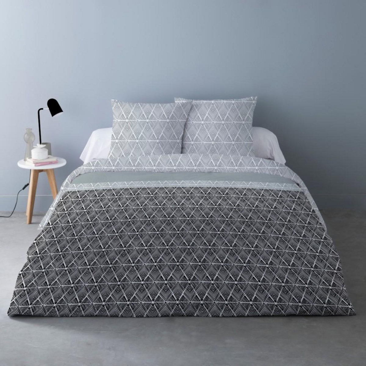 Dourev Housse de couette 240x220 AVI NOIR + 2 taies 100% coton