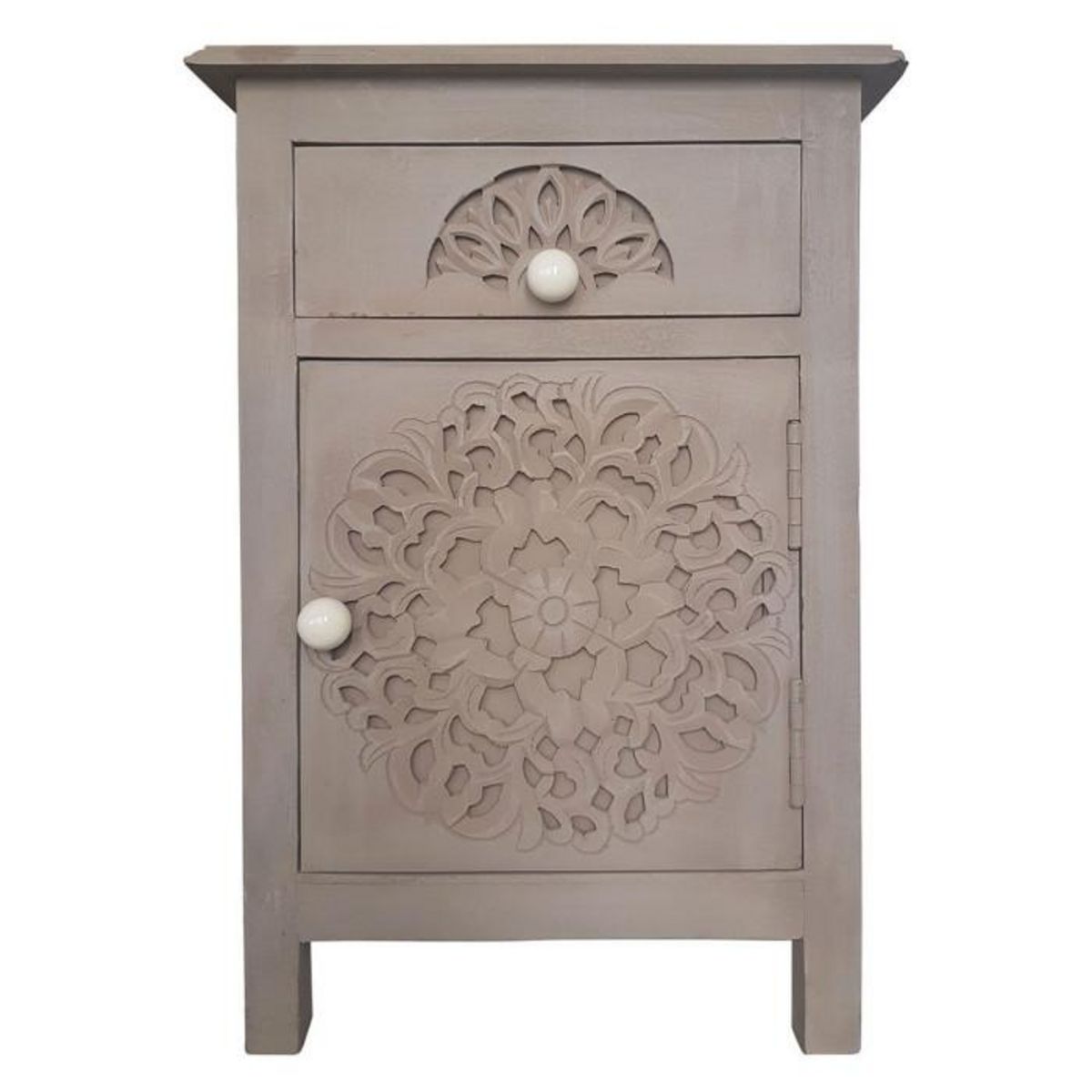 Paris Prix Table de Chevet 1 Tiroir & 1 Porte  Loco  60cm Taupe