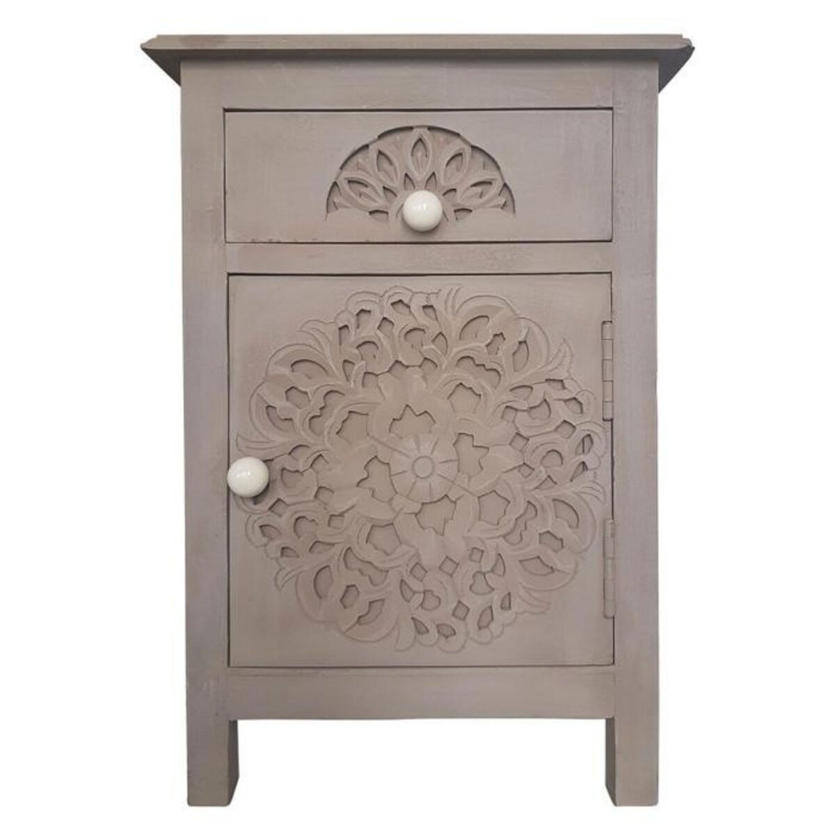 Paris Prix Table de Chevet 1 Tiroir & 1 Porte  Loco  60cm Taupe