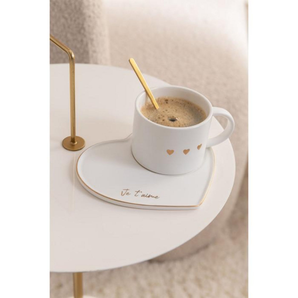 Paris Prix Table d'Appoint Design en Métal  Disque  68cm Blanc