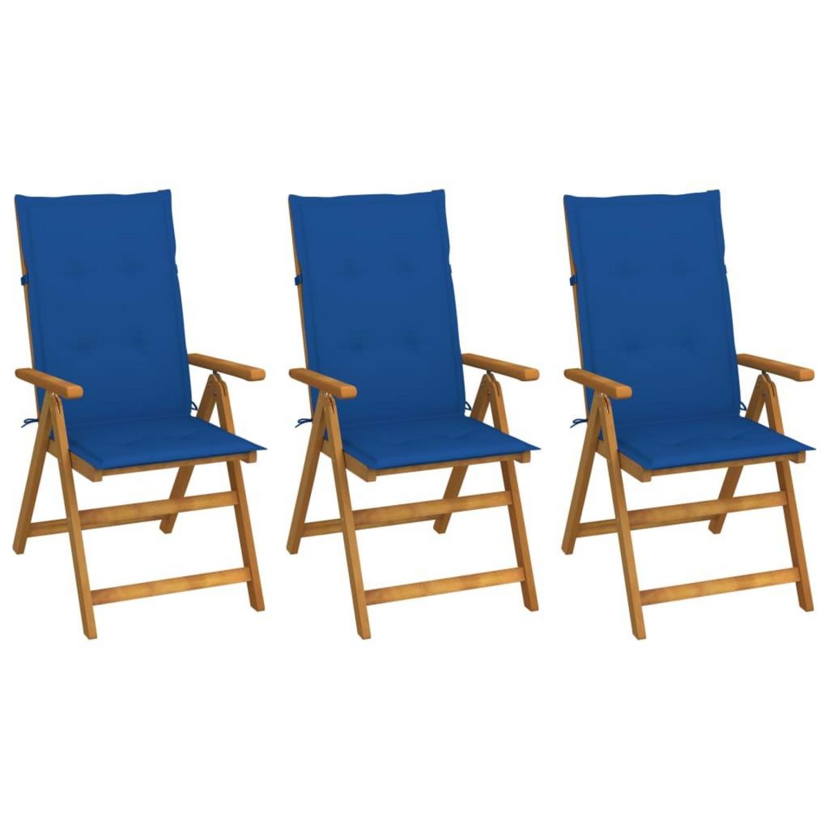 VIDAXL Chaises pliables de jardin lot de 3 avec coussins Bois d'acacia