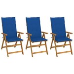 VIDAXL Chaises pliables de jardin lot de 3 avec coussins Bois d'acacia
