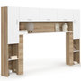 Voir la diapositive 1 : ID MARKET Pont de lit BRIDGET 226 cm avec rangements bois et blanc