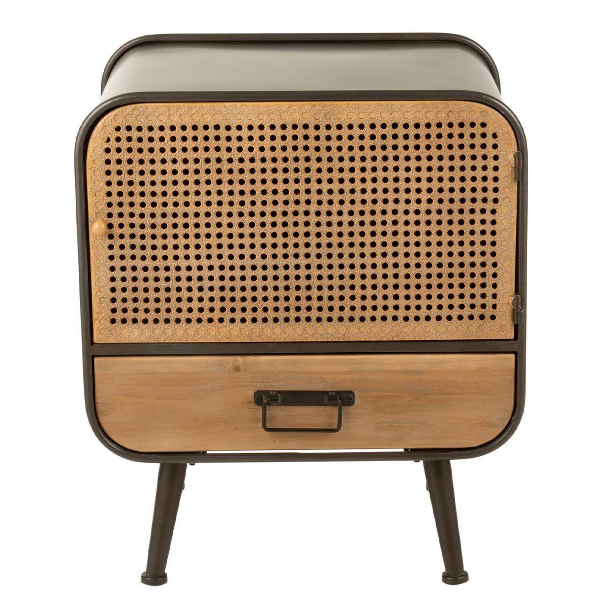 Voir la diapositive 2 : J-LINE Table d'Appoint 1 Tiroir  Loca  60cm Naturel & Noir