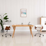 VIDAXL Chaise pivotante de bureau Blanc Bois courbe et similicuir