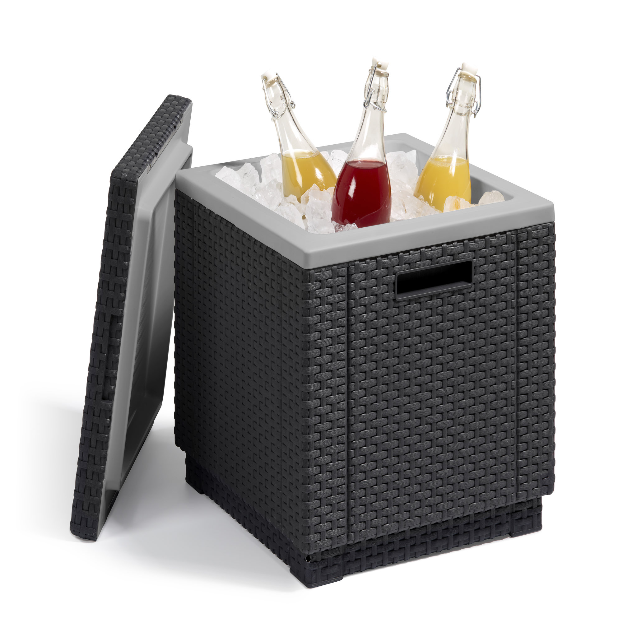 Table de jardin avec rangement - 2 places - Résine - Gris - ICE CUBE
