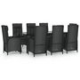 Voir la diapositive 2 : VIDAXL Ensemble a manger jardin 9pcs et coussins noir resine tressee