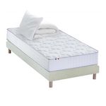 IDLITERIE Pack matelas ressorts ASTRE, sommier, couette et oreillers français. Coloris disponibles : Gris, Beige