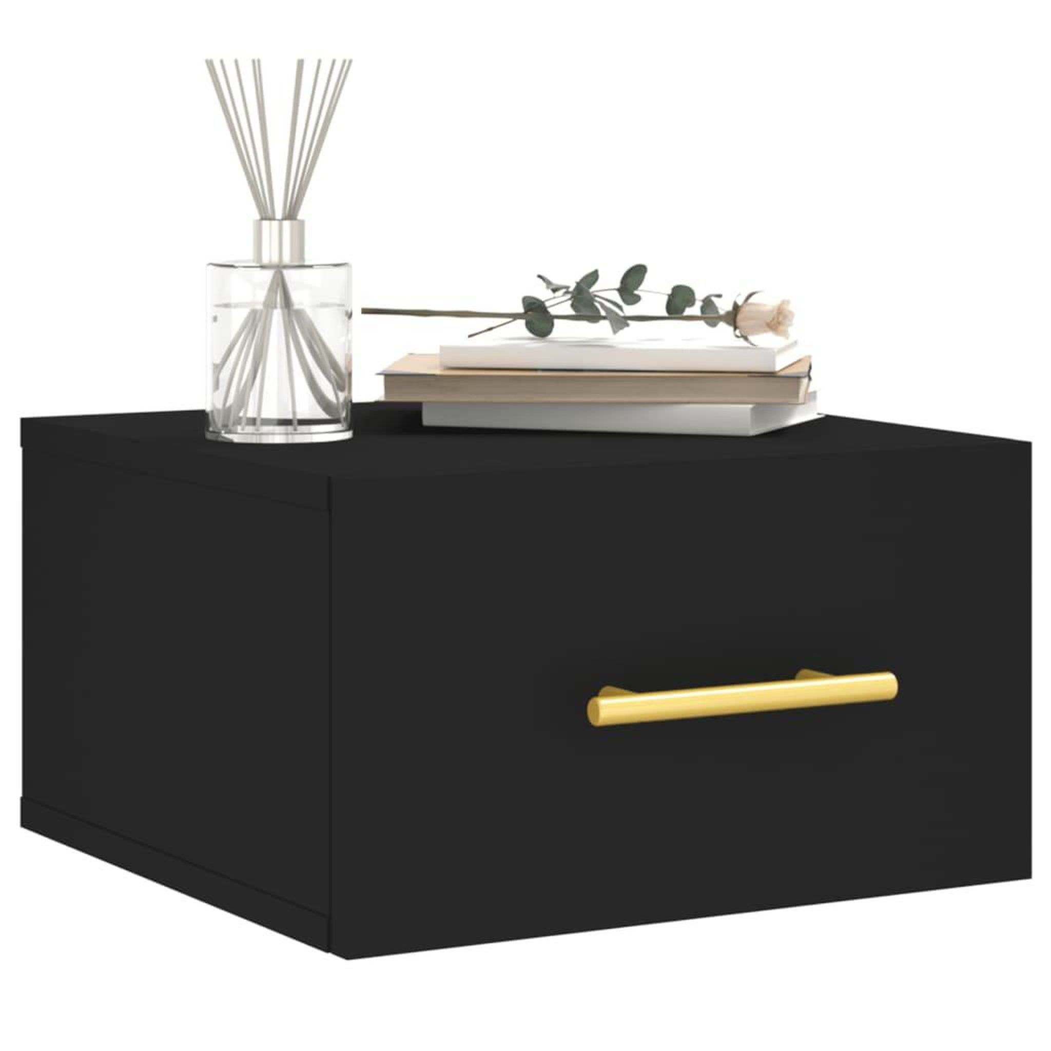Voir la diapositive 3 : VIDAXL Table de chevet murale noir 35x35x20 cm