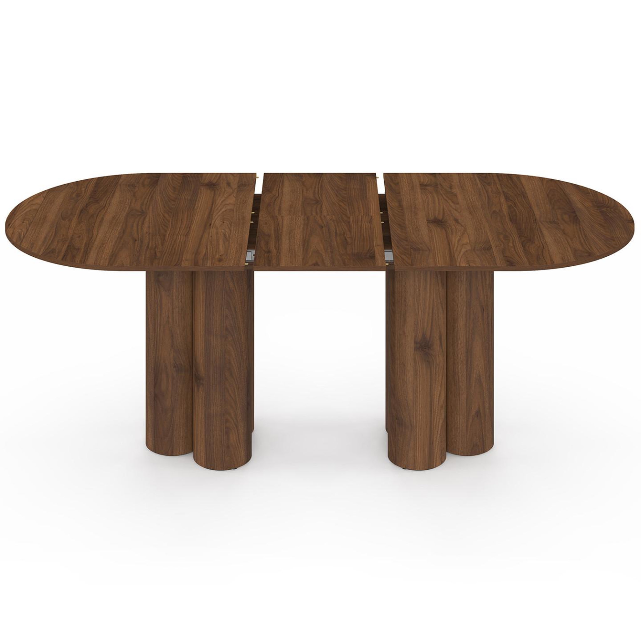 Voir la diapositive 3 : ID MARKET Table à manger extensible ovale eloise 6-10 personnes 2 pieds cylindriques noyer 160-200 cm