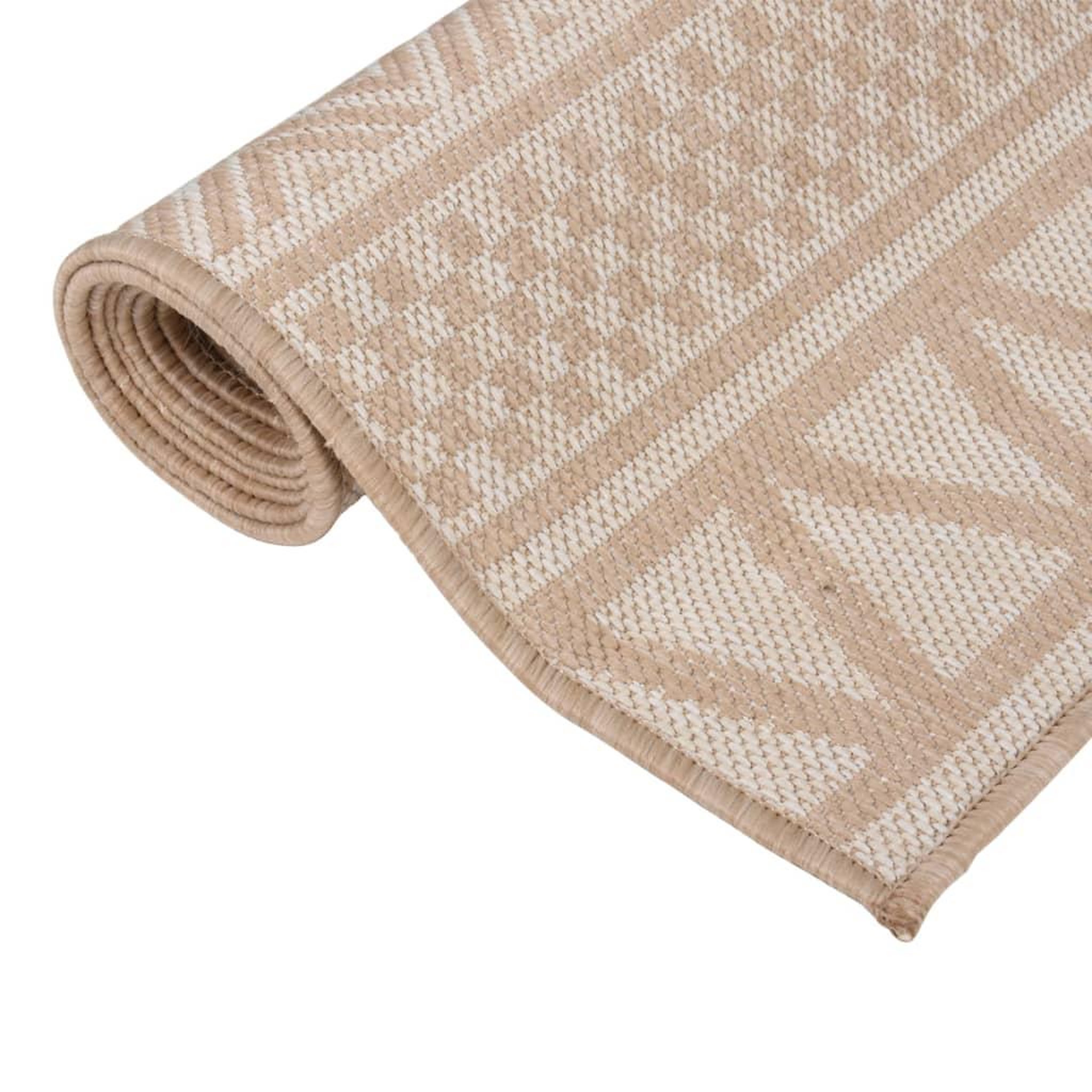 Voir la diapositive 3 : VIDAXL Tapis a tissage plat d'exterieur 120x170 cm Rayures brunes