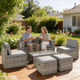 Voir la diapositive 2 : OUTSUNNY Salon de Jardin 6 personnes 6 pièces encastrable résine coussins déhoussables gris