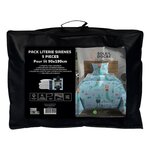 SOLEIL D'OCRE Ensemble couette et parure 5 Pièces SIRENE bleu pour lit en 90x190 cm, par Soleil d'ocre