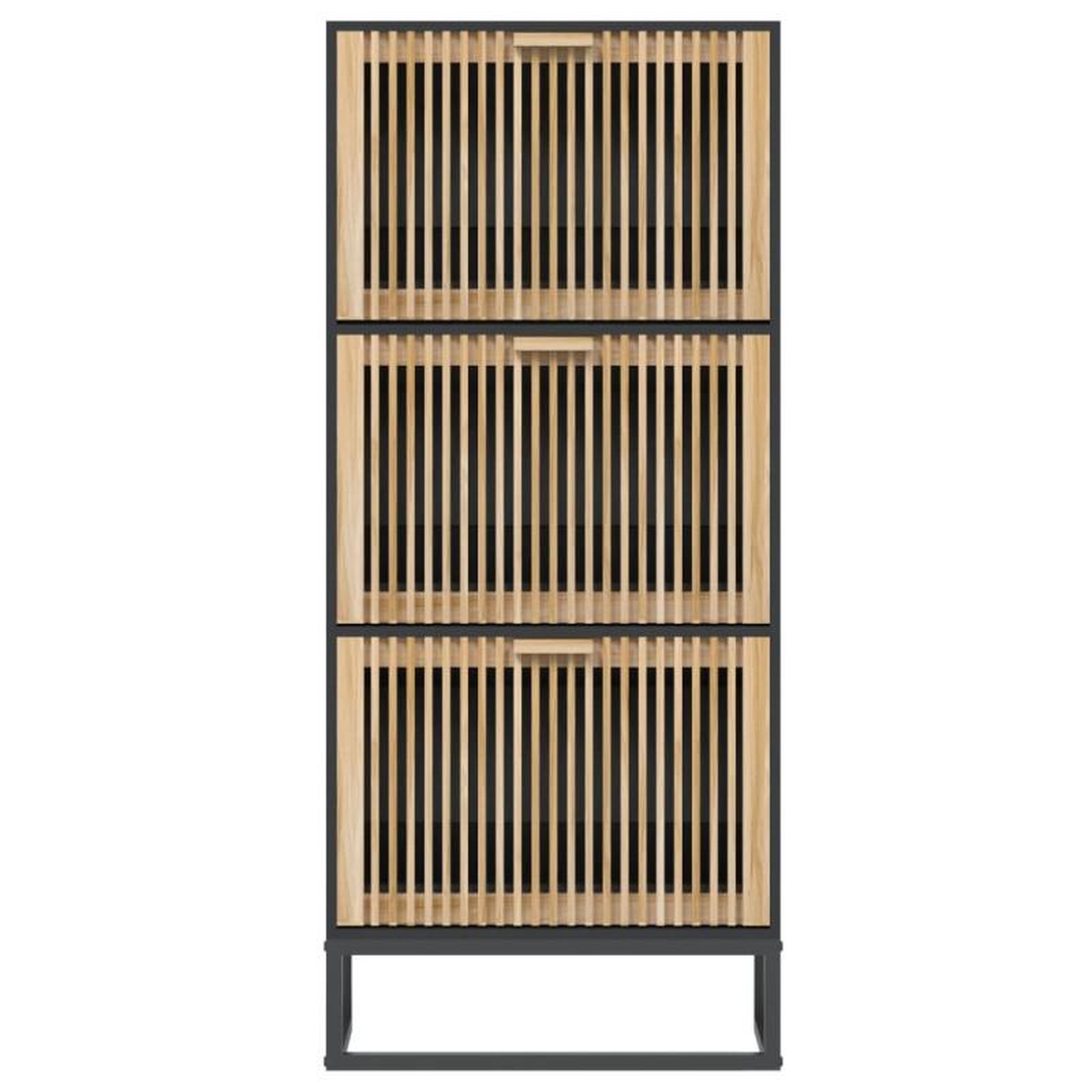 Voir la diapositive 4 : VIDAXL Armoire à chaussures noir 52x25x120 cm bois d ingénierie