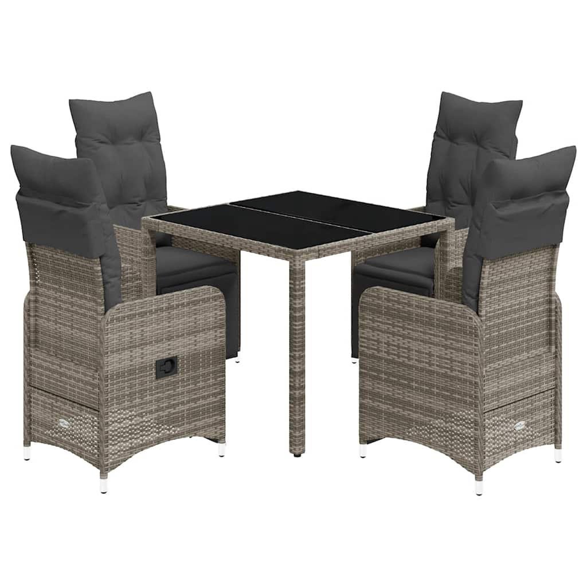 Voir la diapositive 2 : VIDAXL Ensemble de bistro de jardin 5 pcs coussins gris poly rotin