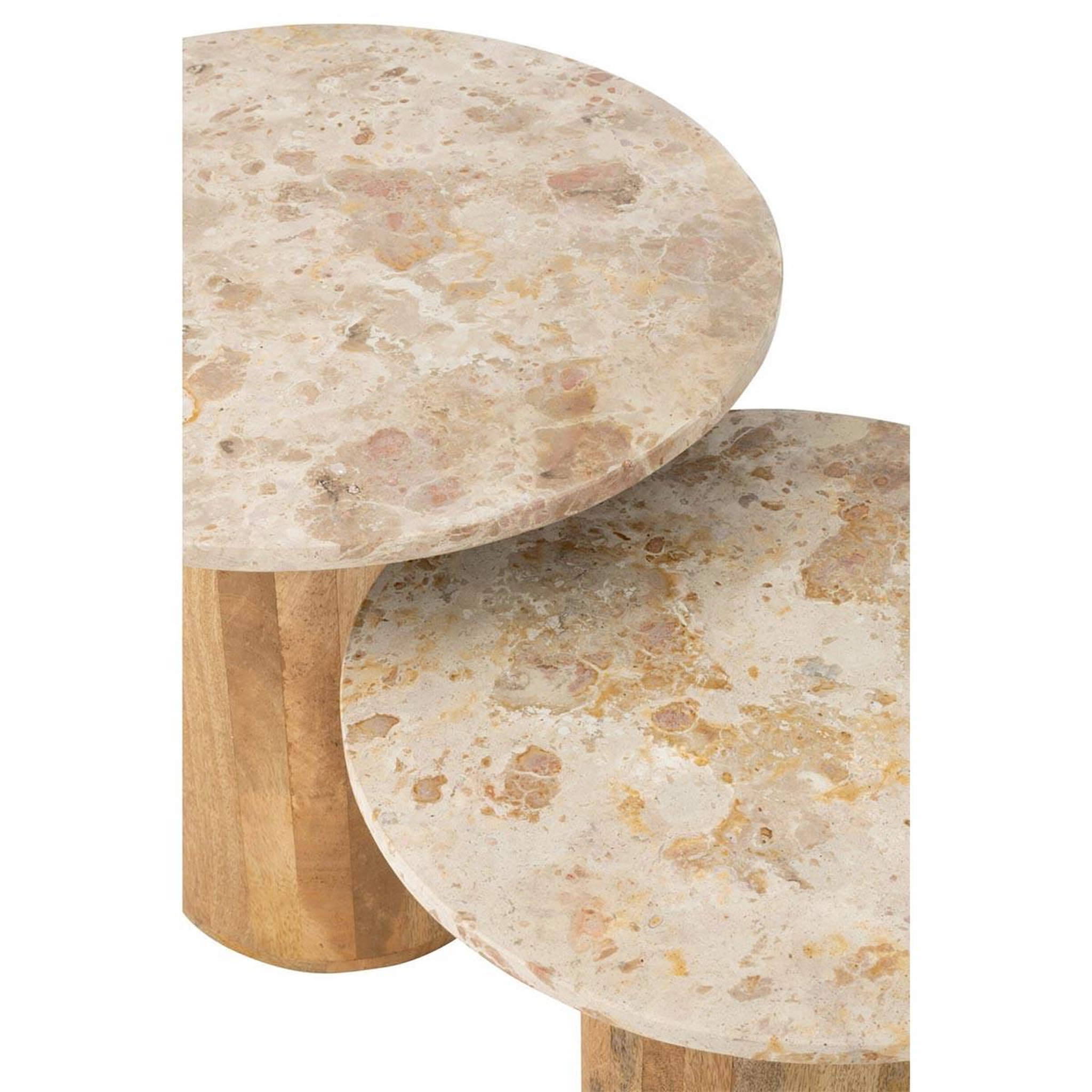 Voir la diapositive 5 : J-LINE Lot de 2 tables basses en marbre  eula  56cm beige