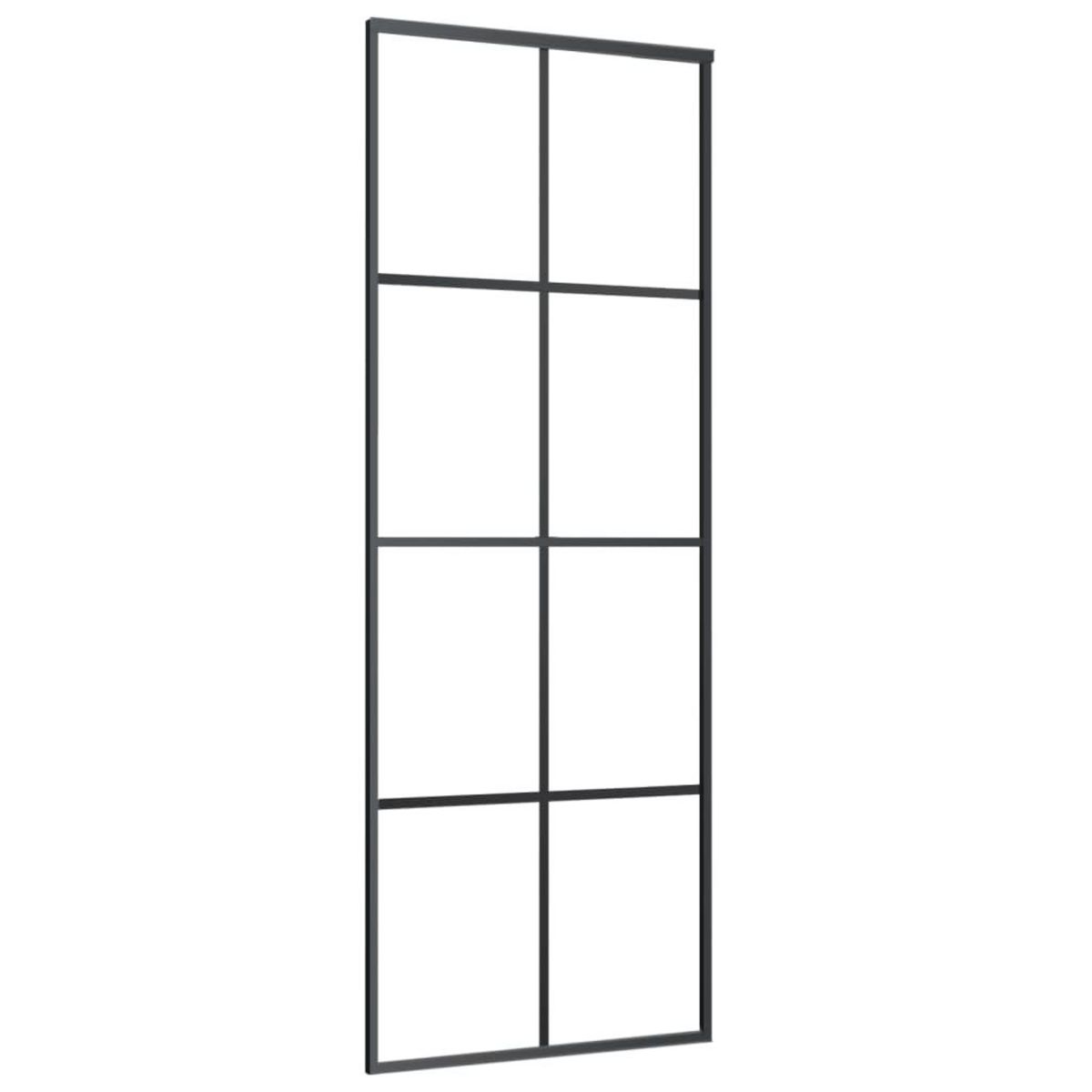 VIDAXL Porte coulissante Aluminium et verre ESG 76x205 cm Noir