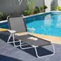 Voir la diapositive 2 : OUTSUNNY Bain de soleil pliable - transat inclinable 4 positions - chaise longue grand confort avec accoudoirs - métal époxy textilène - dim. 160L x 66l x 80H cm - gris foncé
