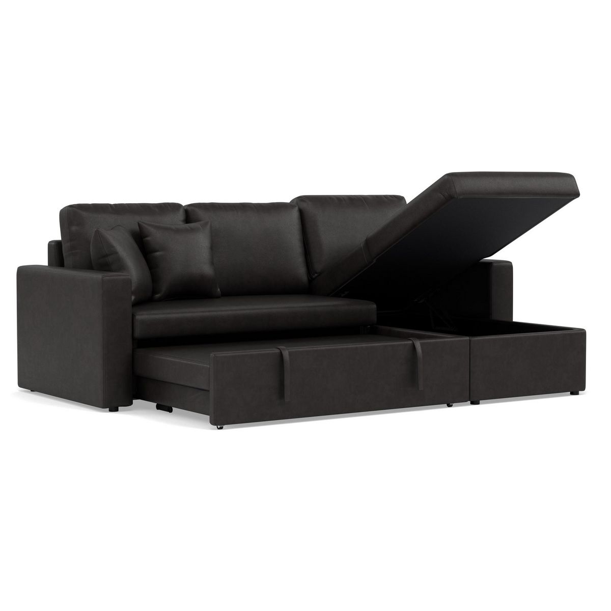 BEST MOBILIER Cyrus - canapé d'angle réversible 4 places - convertible avec coffre - en simili
