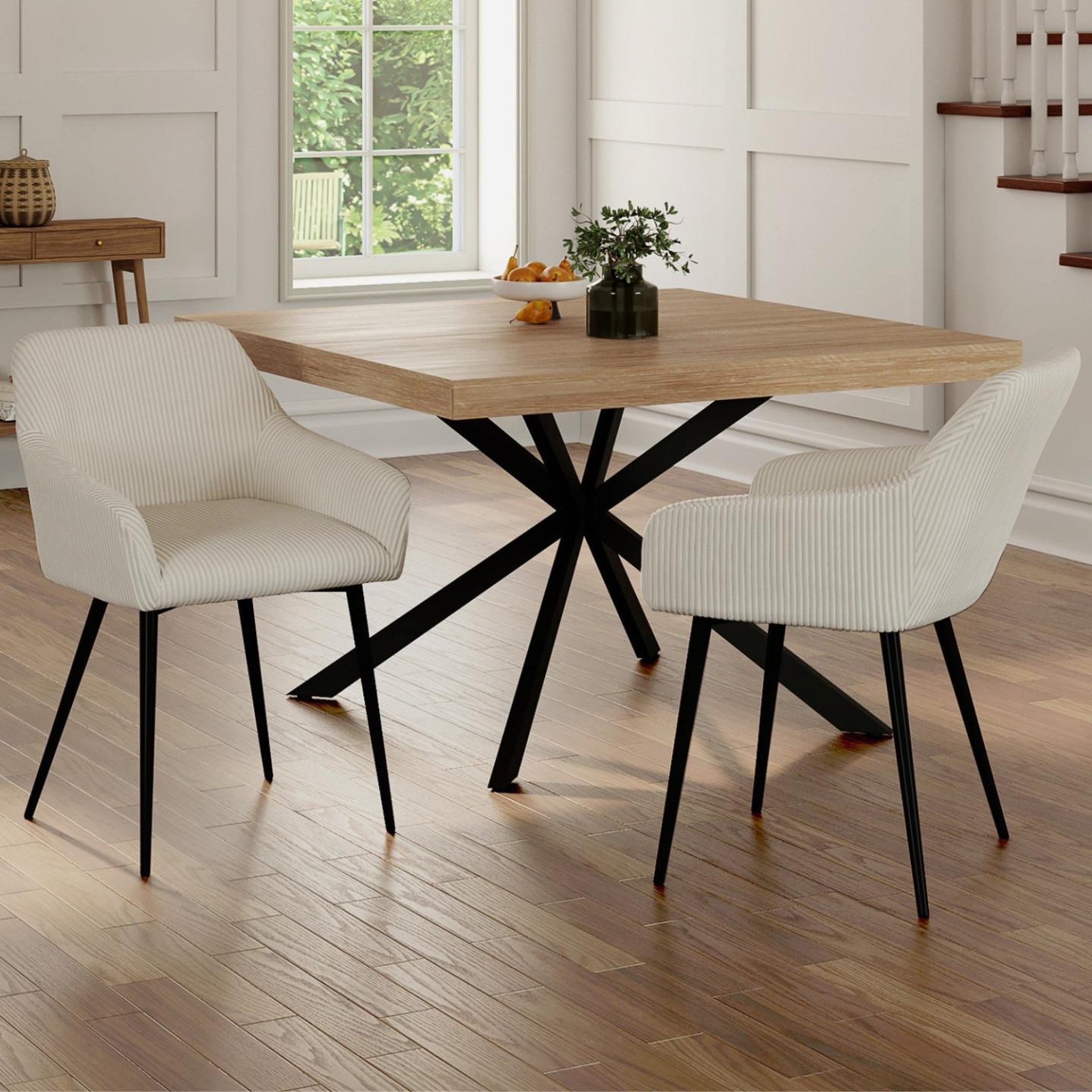 Voir la diapositive 2 : ID MARKET Lot de 2 chaises de salle à manger, fauteuils de table jany en velours côtelé beige
