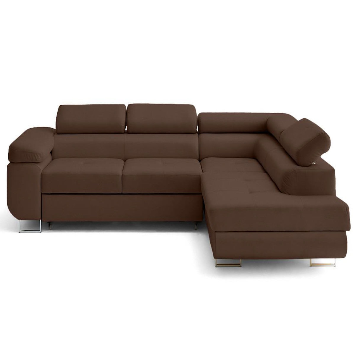 LISA DESIGN Zaria - canapé d'angle droit 5 places convertible avec coffre et têtières en simili