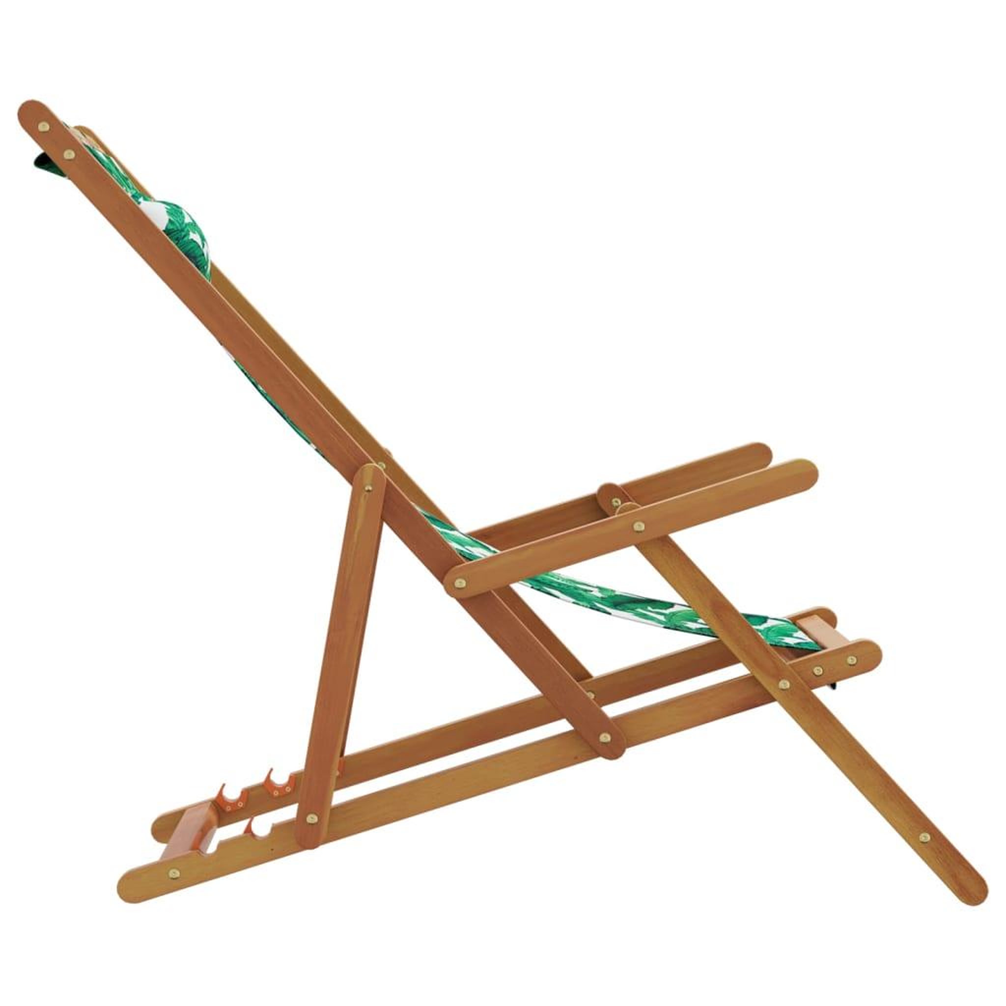 Voir la diapositive 5 : VIDAXL Chaise pliable plage motif de feuilles bois d'eucalyptus/tissu