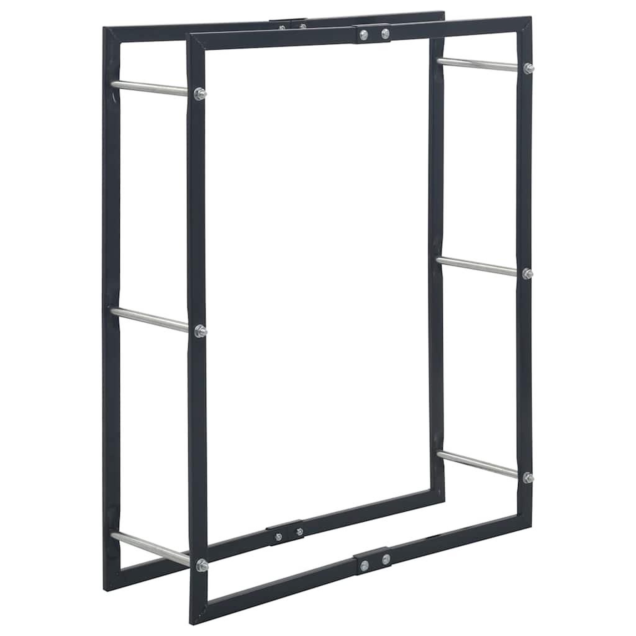 Voir la diapositive 2 : VIDAXL Portant de bois de chauffage noir 80x25x100 cm acier