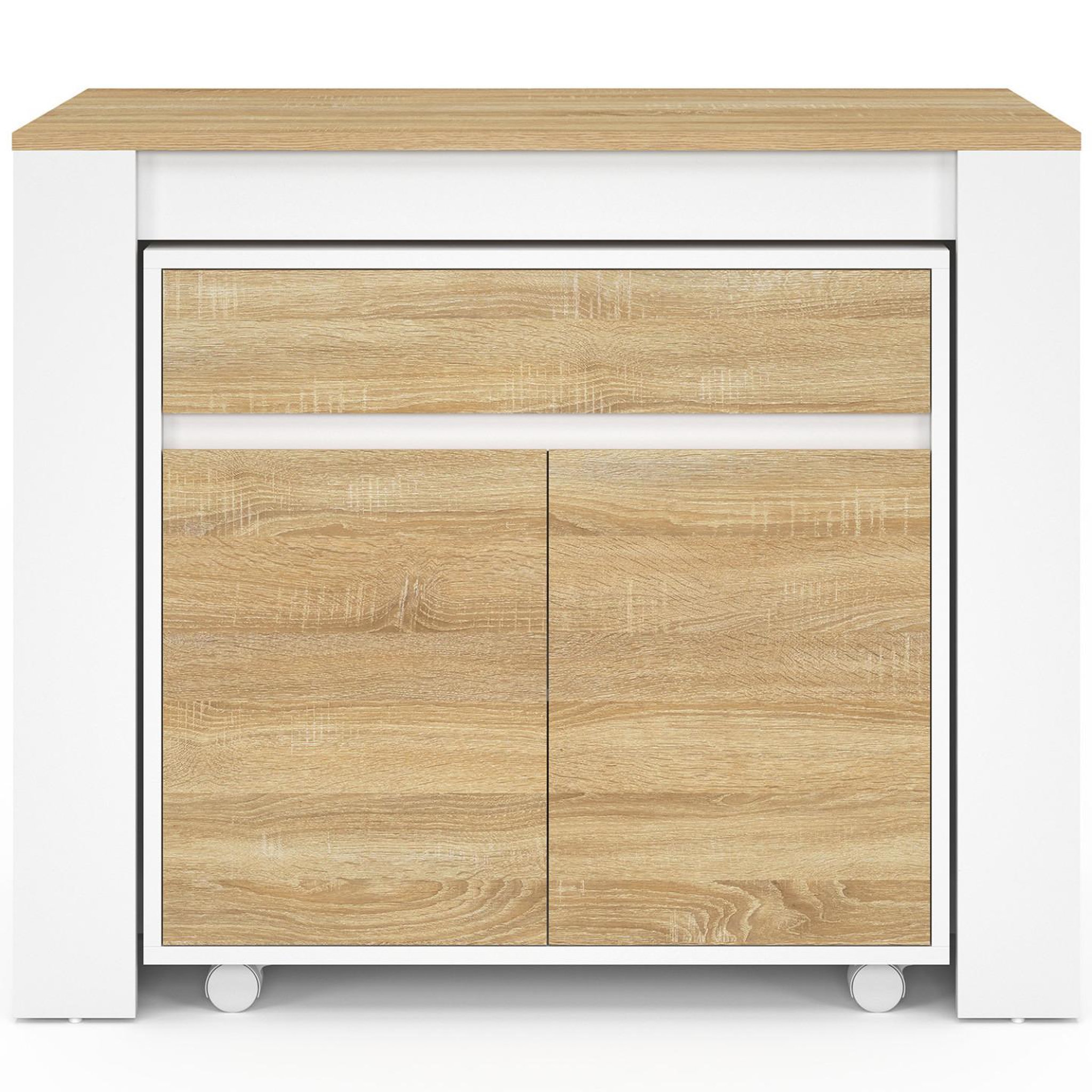 Voir la diapositive 4 : ID MARKET Table buffet extensible orlando 10 personnes 235 cm bois blanc et façon hêtre