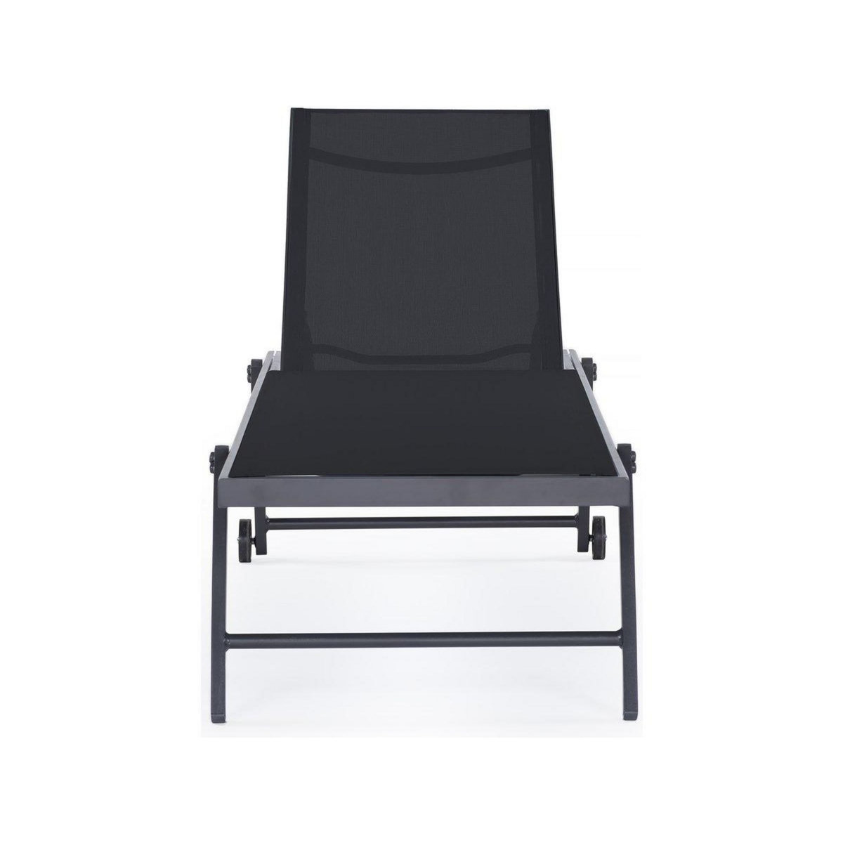 Habitat et Jardin Lot de 2 bains de soleil textilène aluminium  Jolia  - Gris foncé / Noir