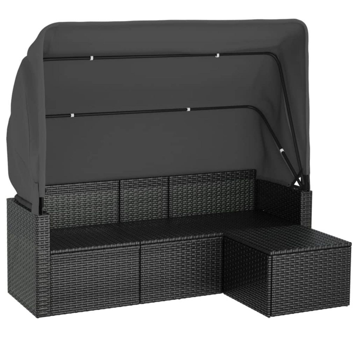 VIDAXL Canape de jardin 3 places avec toit et repose-pieds Noir