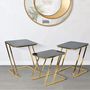 Voir la diapositive 6 : Paris Prix Lot de 3 Tables d'Appoint Gigognes  Simple  55cm Noir & Or