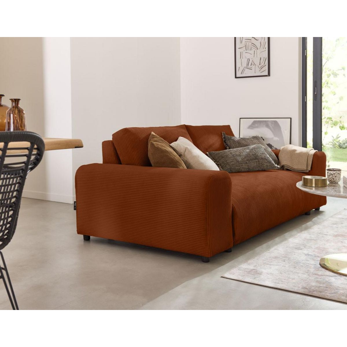 LISA DESIGN Garance - canapé droit 3 places - en velours côtelé