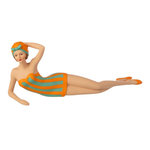 Paris Prix Statuette Femme  Maillot de Bain  50cm Turquoise & Orange