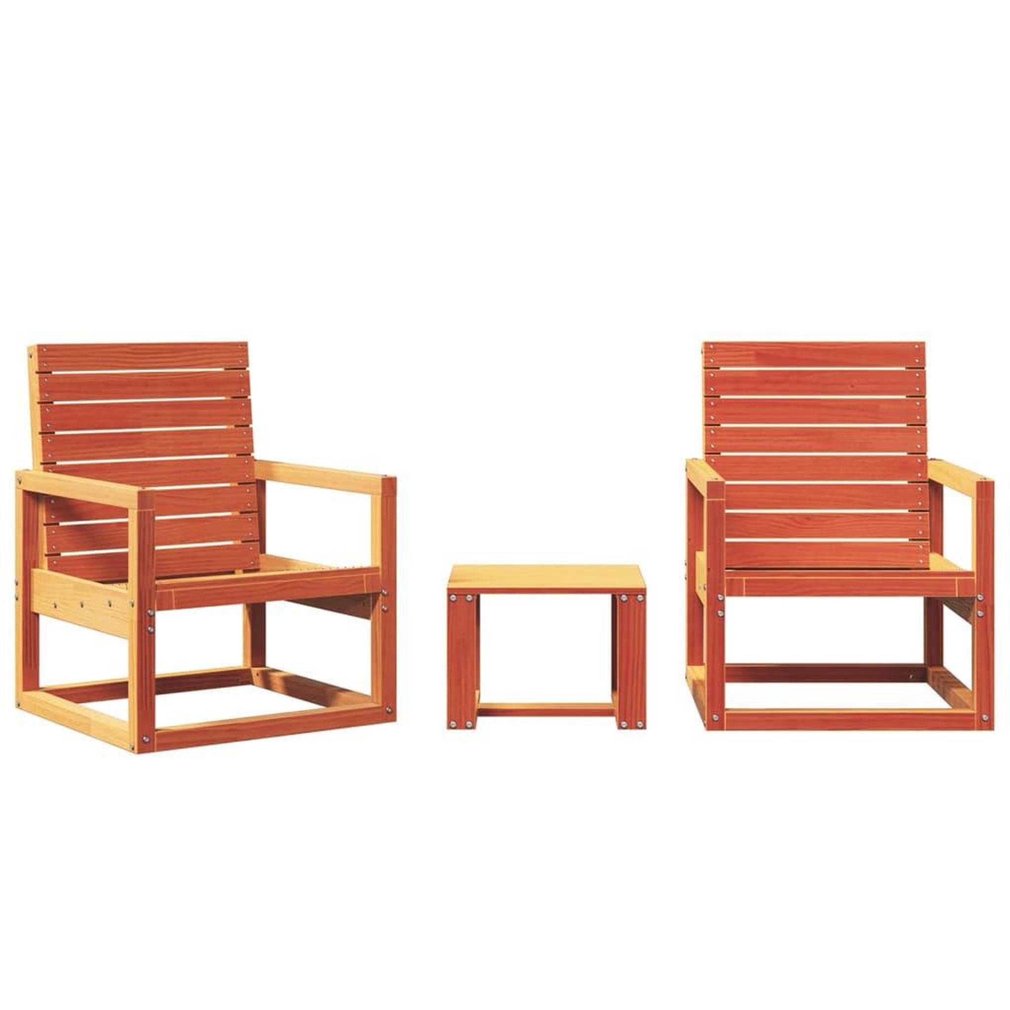 Voir la diapositive 2 : VIDAXL Salon de jardin 3 pcs cire marron bois de pin massif