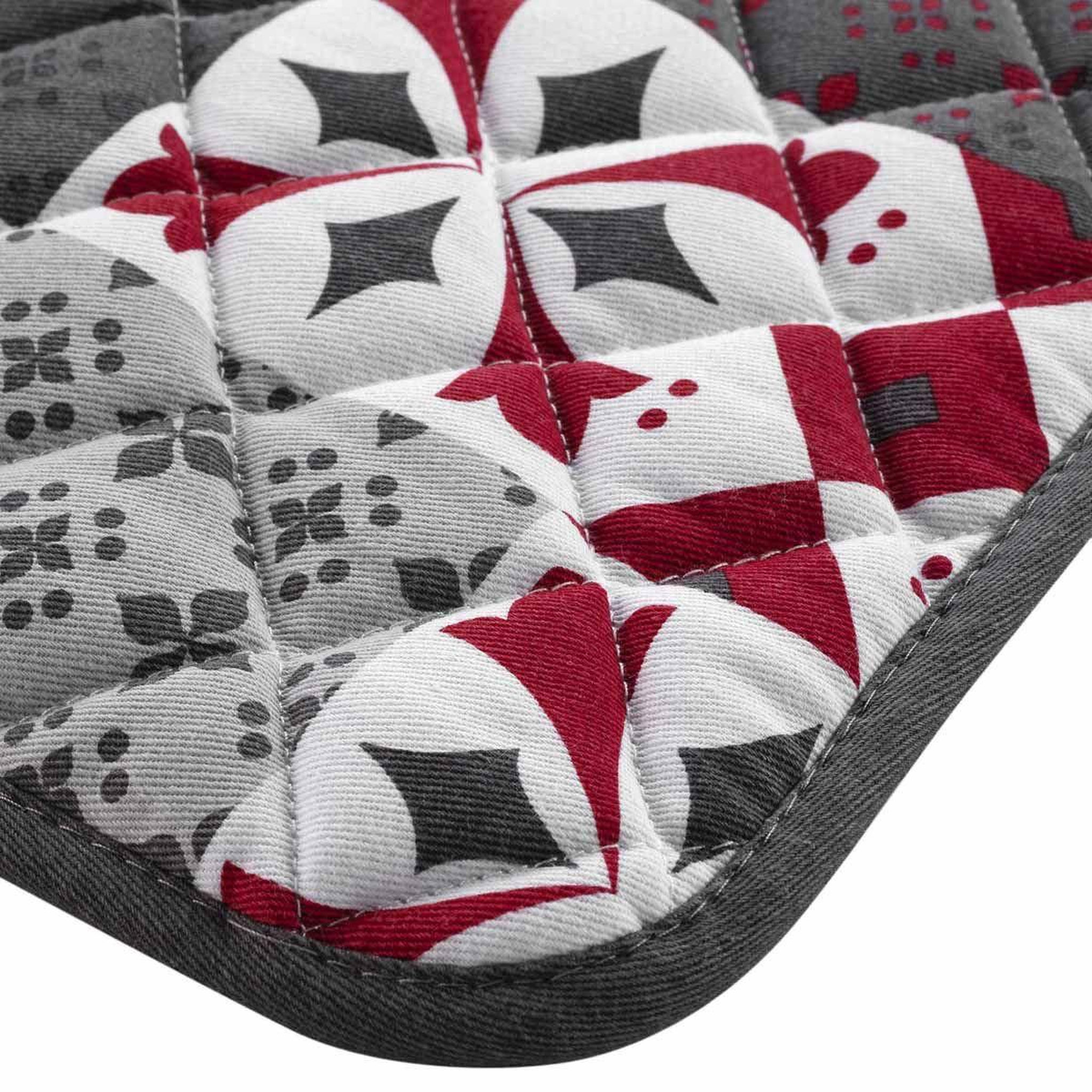 Voir la diapositive 3 : Douceur d'Intérieur Manique de cuisine  credence  19cm gris & rouge