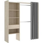 MARKET24 Dressing extensible avec rideau + 1 tiroir - SUIT - Décor chene naturel - Contemporain - Design