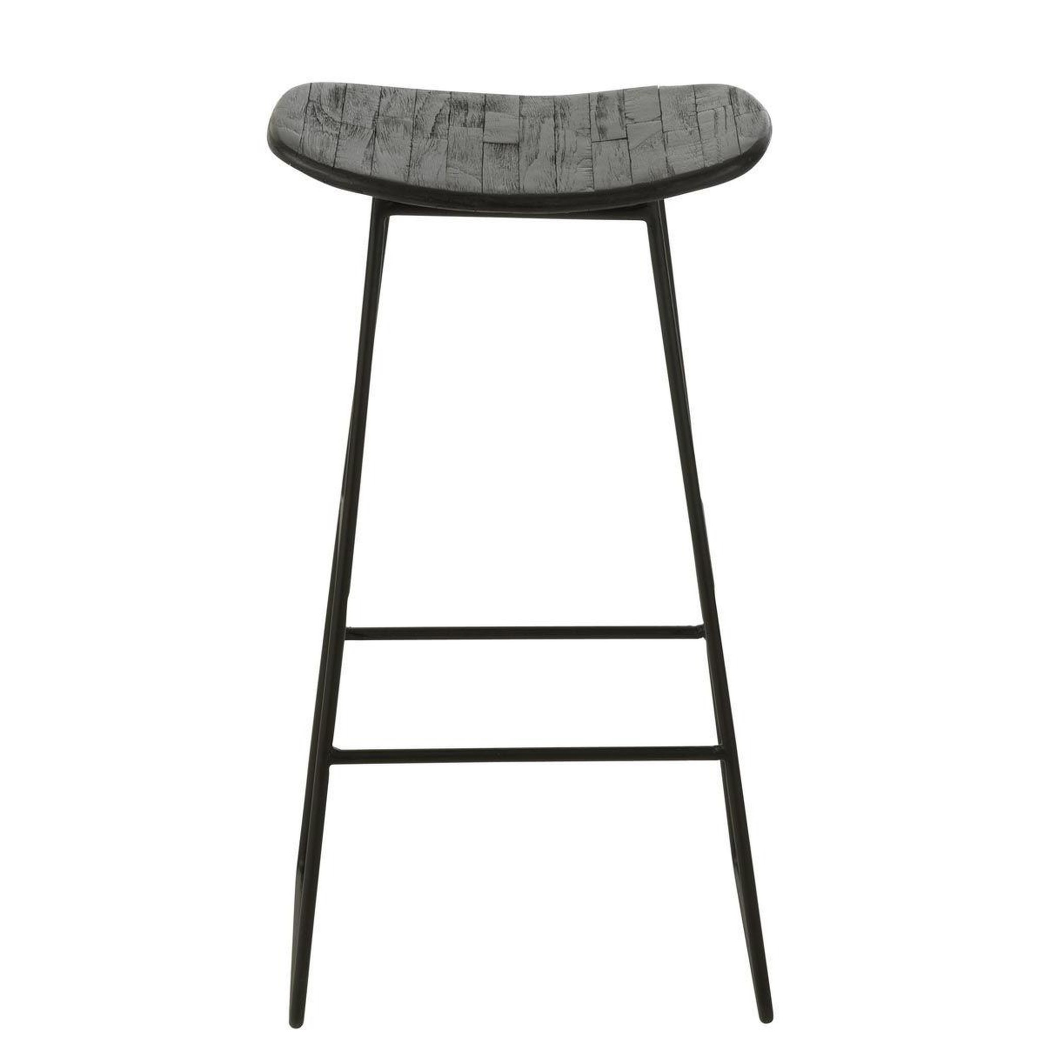 Voir la diapositive 2 : J-LINE Tabouret de Bar en Bois  Teck  74cm Noir