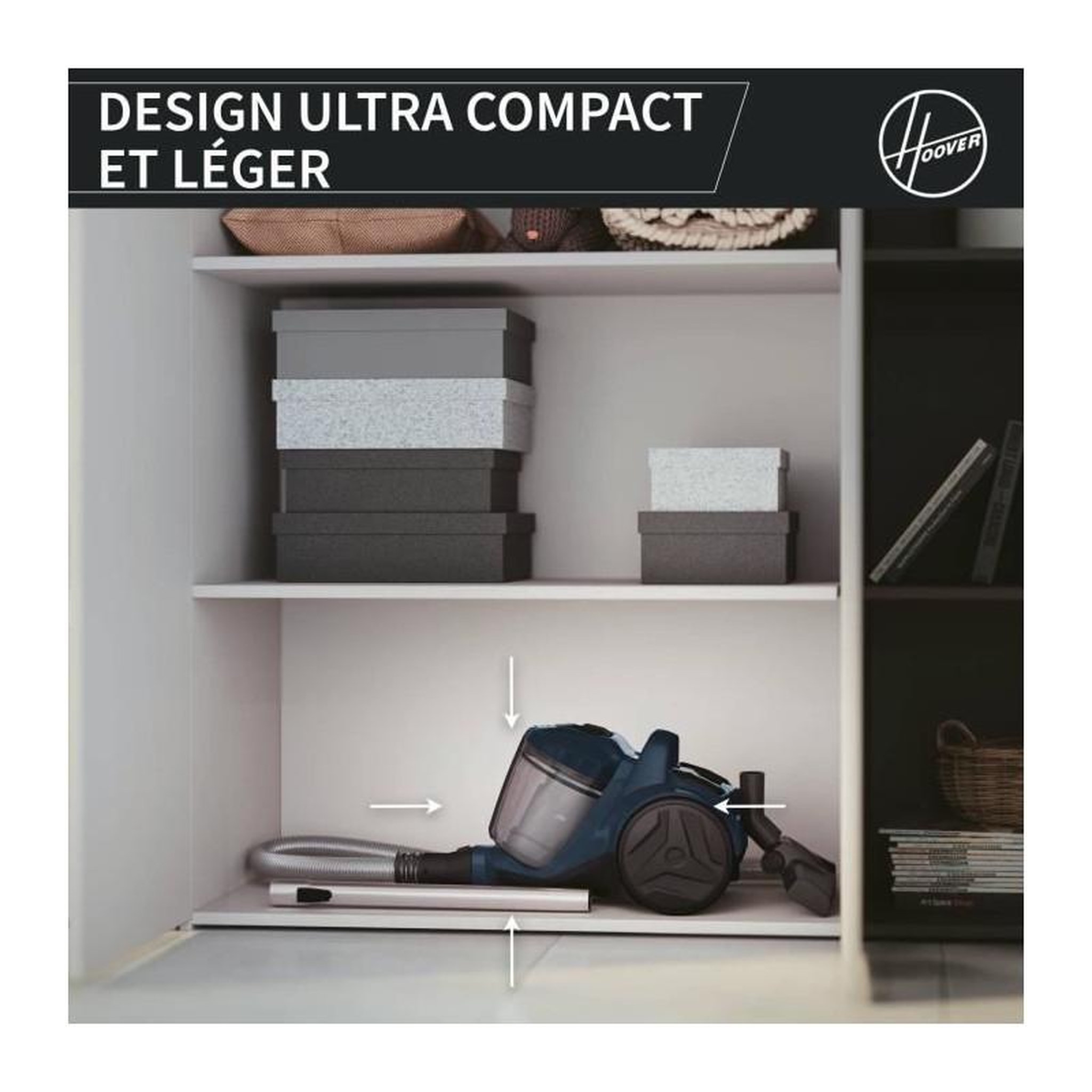 Voir la diapositive 3 : HOOVER Aspirateur traineau sans sac - HOOVER - HP110HM - 700 W - 78 dBA - 2 L - Bleu