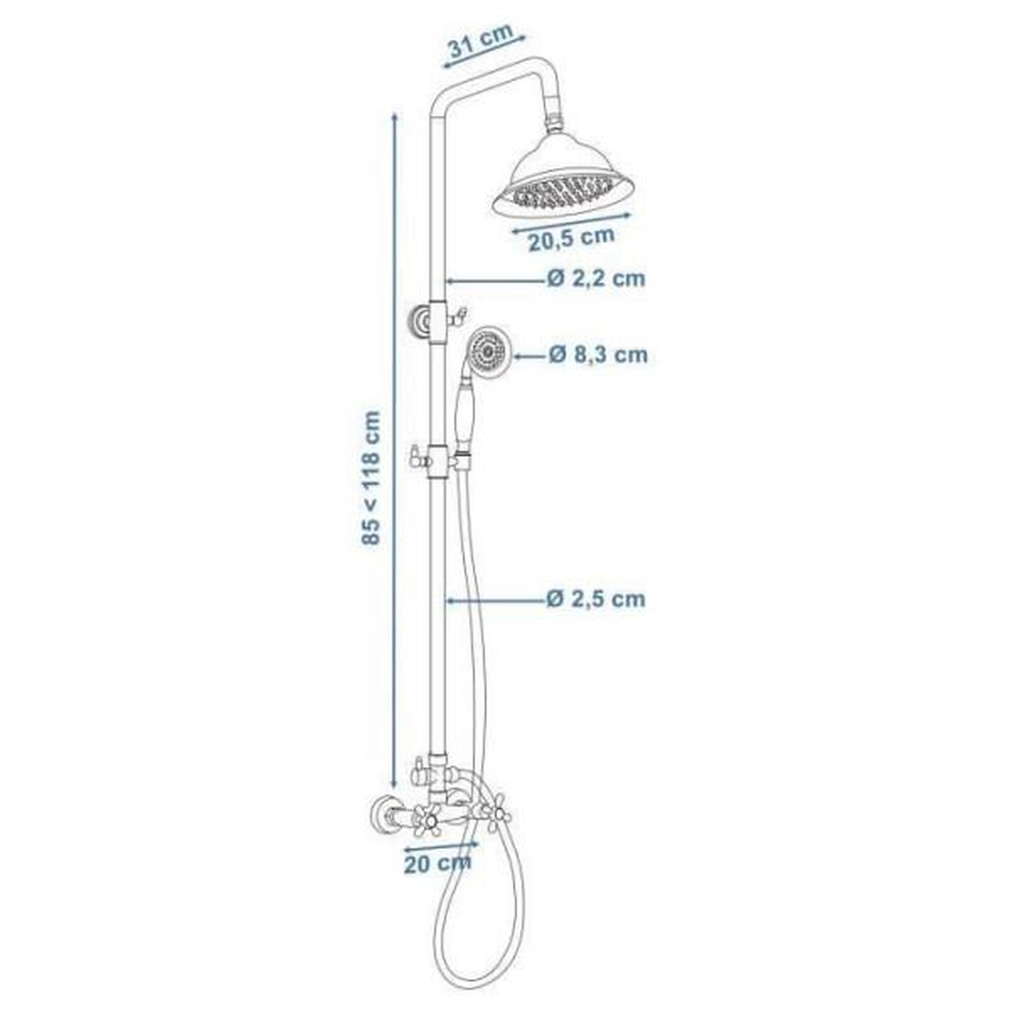 Voir la diapositive 3 : ROUSSEAU Rousseau colonne de douche avec robinet mélangeur retro - chrome