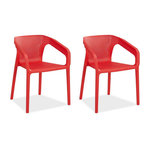HomeStyle4U Lot de 2 chaises jardin en rouge