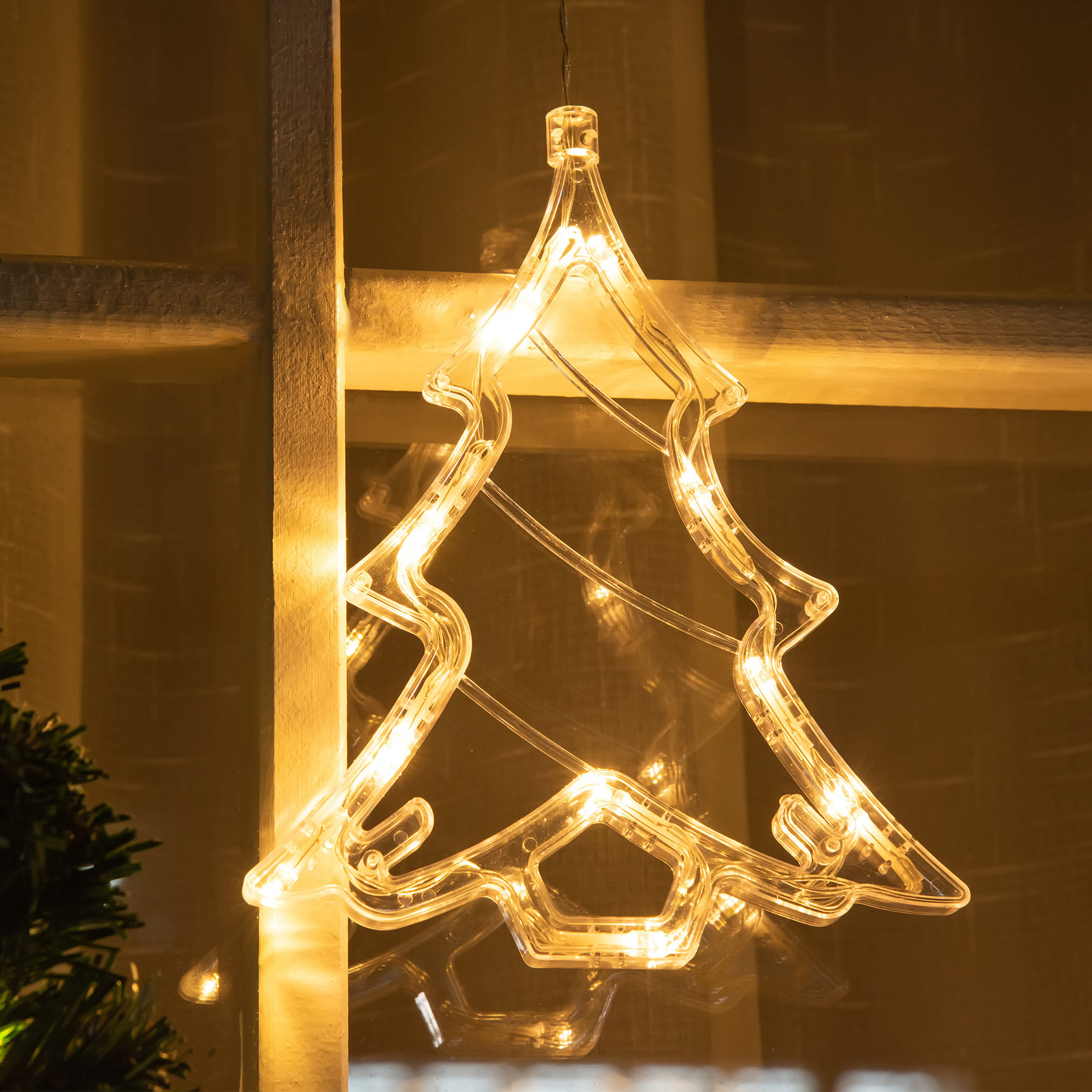 Voir la diapositive 4 : HOMCOM Décoration de Noël LED - décoration Lumineuse de Noël pour fenêtre - Silhouettes Noël pour fenêtre - 18 pièces avec ventouses - Blanc Chaud